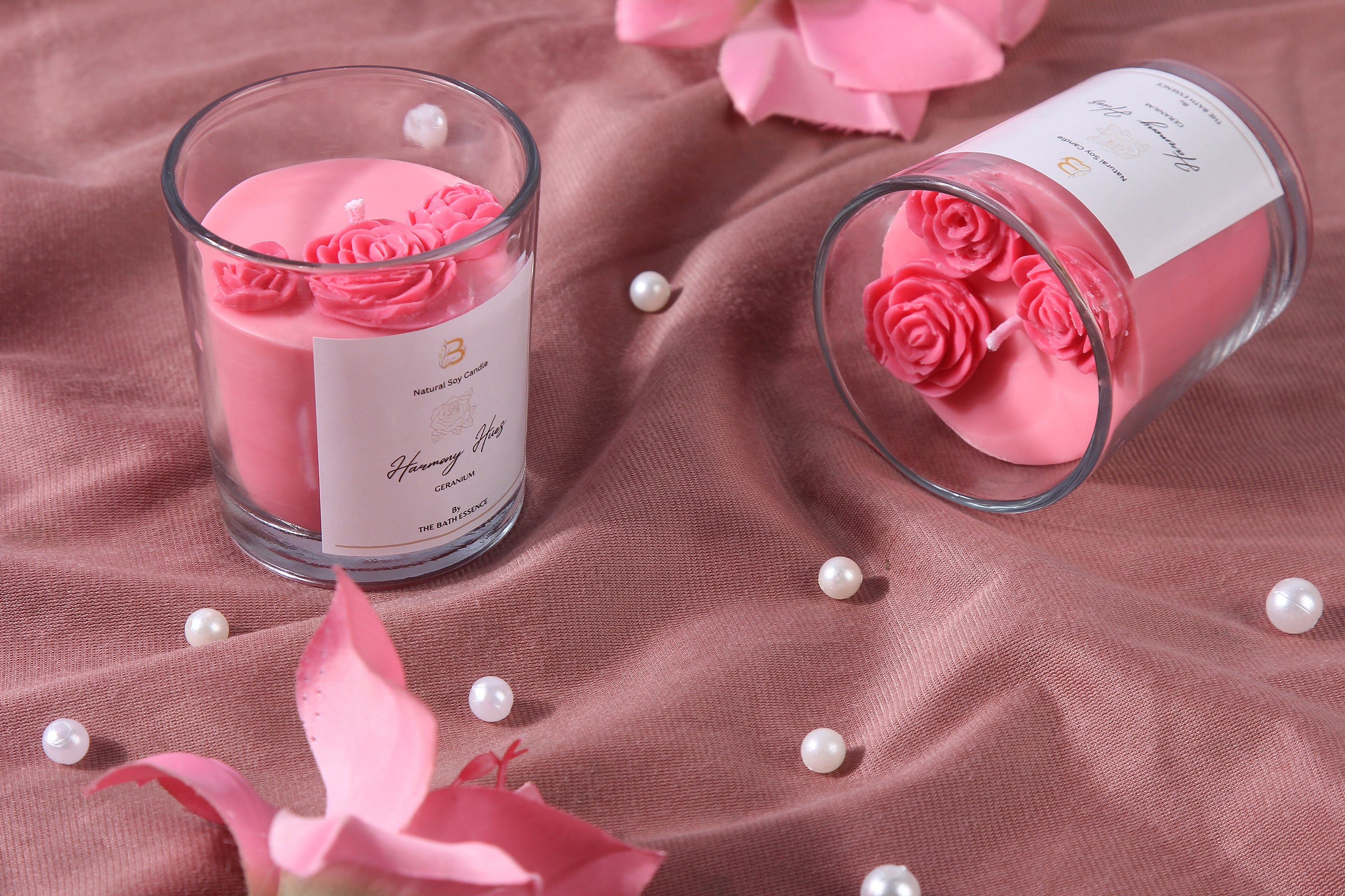 Harmony Hues Soy Scented Candle - Rose The Bath Essence