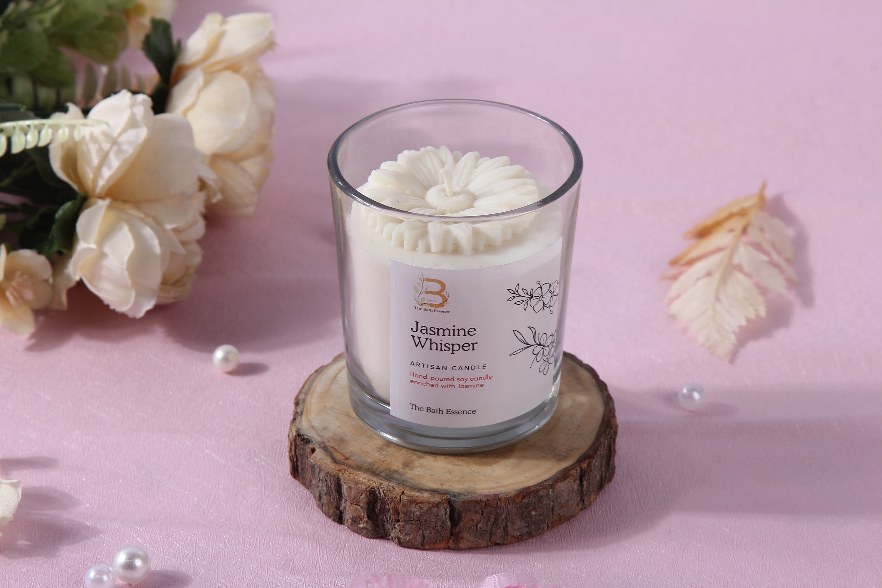 Jasmine Whisper Soy Scented Candle The Bath Essence